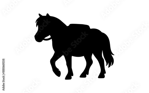 Simple pony silhouette black and white graphic