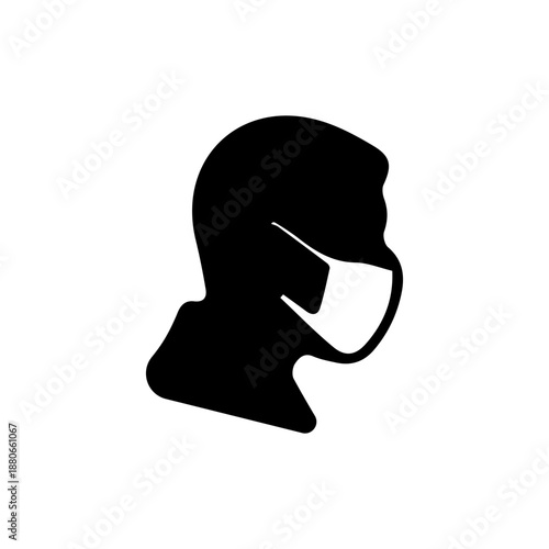 Person wearing mask protecting from virus contagion silhouette