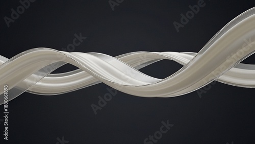 ‎Interwoven Ivory Silk Ribbons on Dark Background