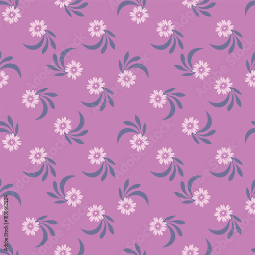 Seamless floral pattern, liberty ditsy print with cute large botany in retro folk style. Beautiful botanical design of hand drawn wild plants: flowers, leaves on black background. Vector illustration
