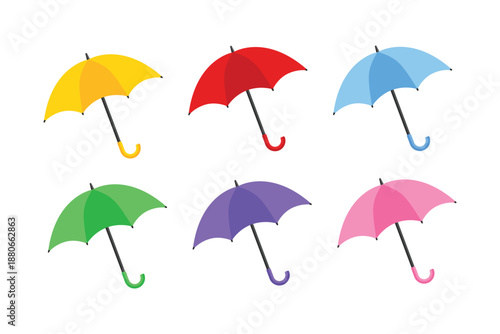 Set of multi color umbrellas clipart collection. umbrella colorful for icon,  isolated on white background.