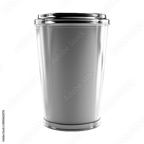 Black and white halftone illustration of a reusable takeaway cup with lid, isolated on white background. Minimalist retro style concept of coffee, beverage, and sustainable lifestyle.