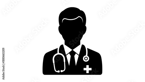 doctor icon silhouette representing a medical professional for healthcare services perfect for telemedicine and hospital branding assets