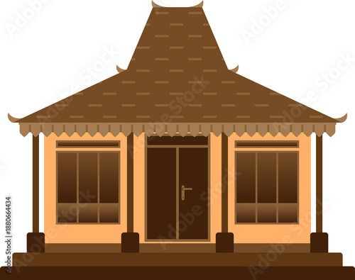 Photos illustration of a traditional javanese house, vernacular architecture
