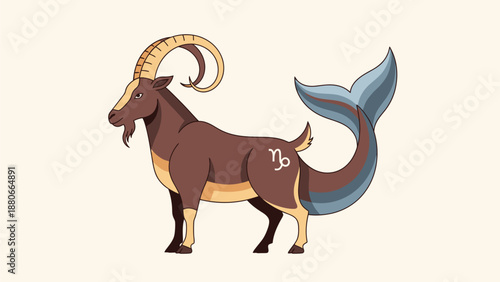 Mythical creature with horns and fish tail
