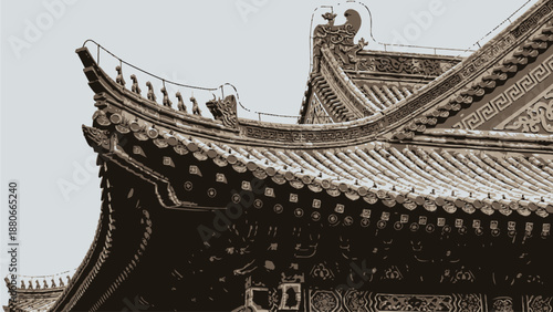 Ornate Asian Style Roof Architecture Detail