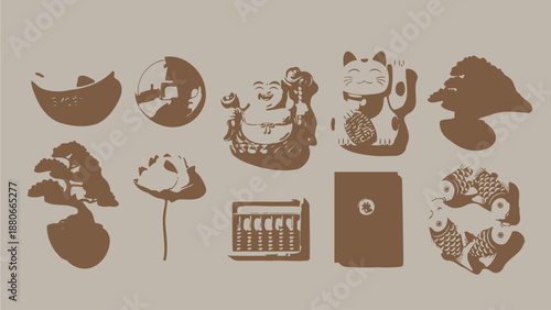 Sepia Toned Abstract Shapes and Symbols