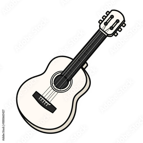Acoustic and electric guitars vector illustration isolated on white background