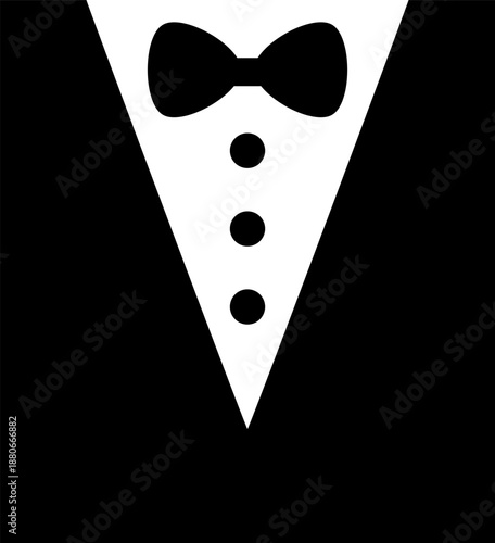 Vector illustration of a tuxedo with a bow silhouette.