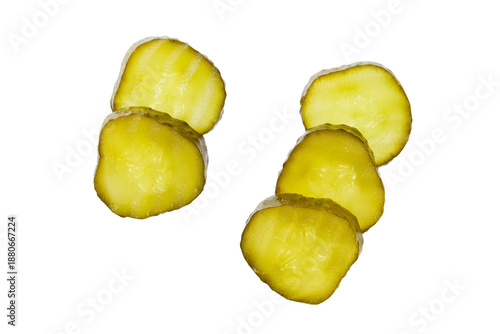 Tableau sur toile sliced marinated gherkins isolated on a white background