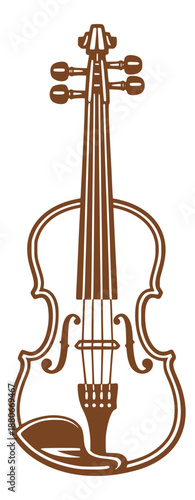 violin illustration showing a classic string instrument in elegant outline for music, branding, education, and creative design use