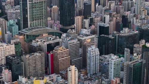 Wallpaper Mural Morning drone shot of Hong Kong skyline, with calm streets and warm sunlight. Torontodigital.ca