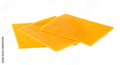 Wallpaper Mural slices of red cheddar cheese isolated on a white background . Torontodigital.ca
