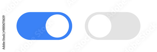 Toggle switch UI element set showing on, off. Control Switch icon with Enabled and disabled states. Flat vector design for settings panels, SaaS dashboards, web apps and mobile user interfaces.