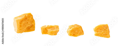 Tableau sur toile cheddar cheese cubes isolated on a white background