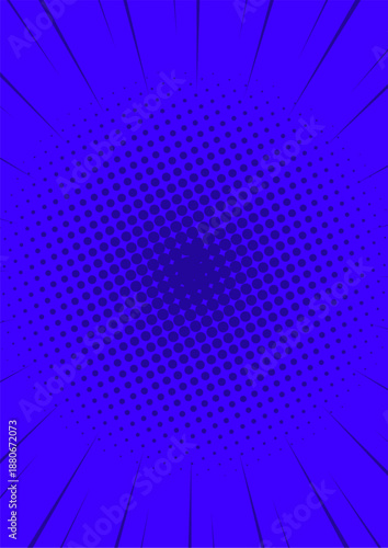 ハーフトーンのサンバーストの背景イラスト素材　集中線　青　halftone sunburst background