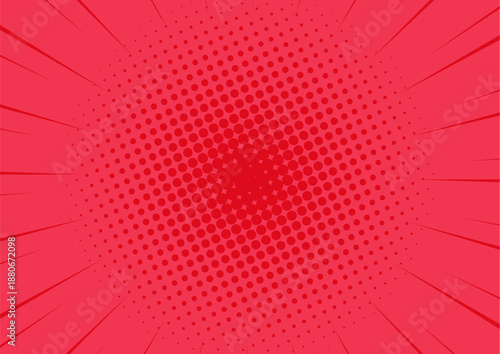 ハーフトーンのサンバーストの背景イラスト素材　集中線　赤　halftone sunburst background