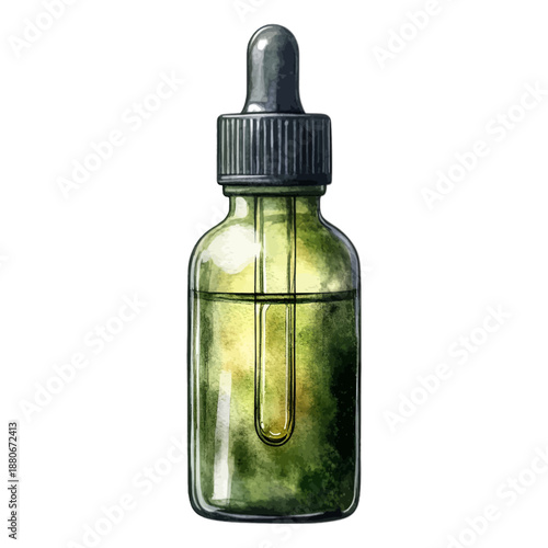 Green Glass Dropper Bottle Vector Clipart

