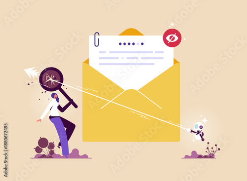 Artificial intelligence technology and protection concept, robot protect an envelope marked with a privacy symbol holds important documents, protect personal detail, password, and other sensitive info