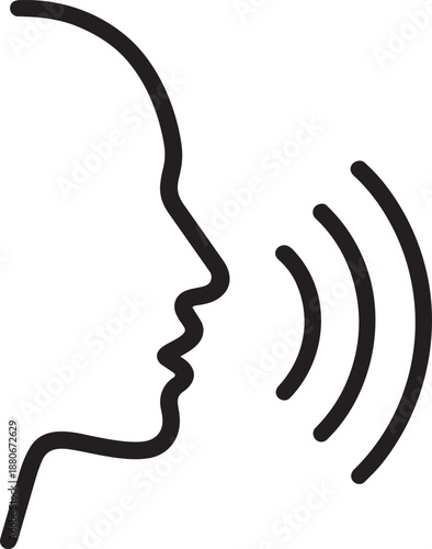Speaking head sound voice icon