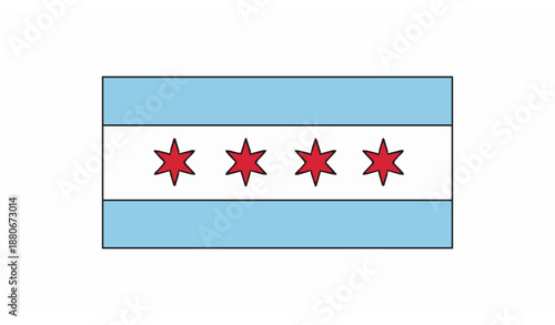 Chicago city flag vector illustration official municipal flag