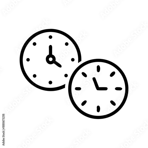 Two clock icons showing different times in a simple line art style
