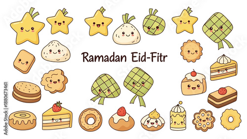 Cute Ramadan Eid Al-Fitr Sweets and Treats Collection Kawaii Style