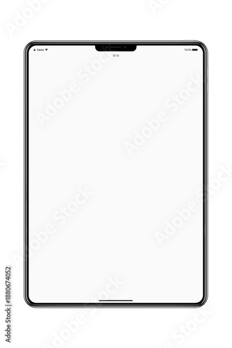 Foto Realistic black tablet computer mockup with blank white screen for digital app p