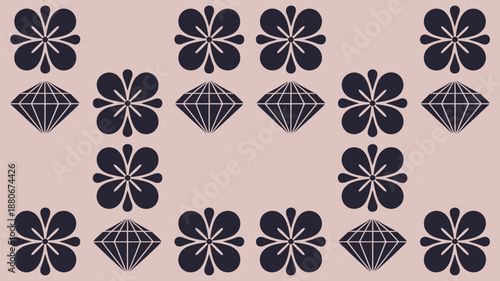 Elegant floral and diamond pattern on soft pink background for luxury branding