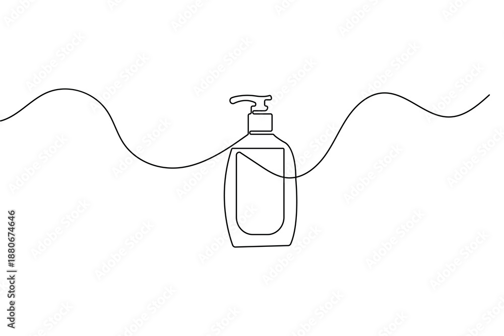 Obraz premium Shampoo bottle in minimalist style continuous one line drawing isolated outline vector design