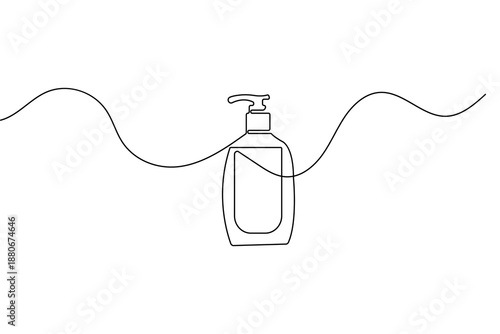 Shampoo bottle in minimalist style continuous one line drawing isolated outline vector design