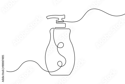 Shampoo bottle in minimalist style continuous one line drawing isolated outline vector design