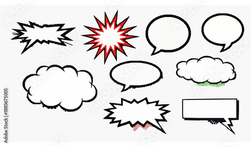 Pop art comic speech bubbles retro vector set