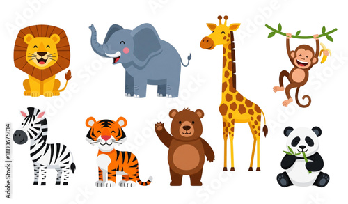 Wild animal cartoon vector mega set safari and jungle animals