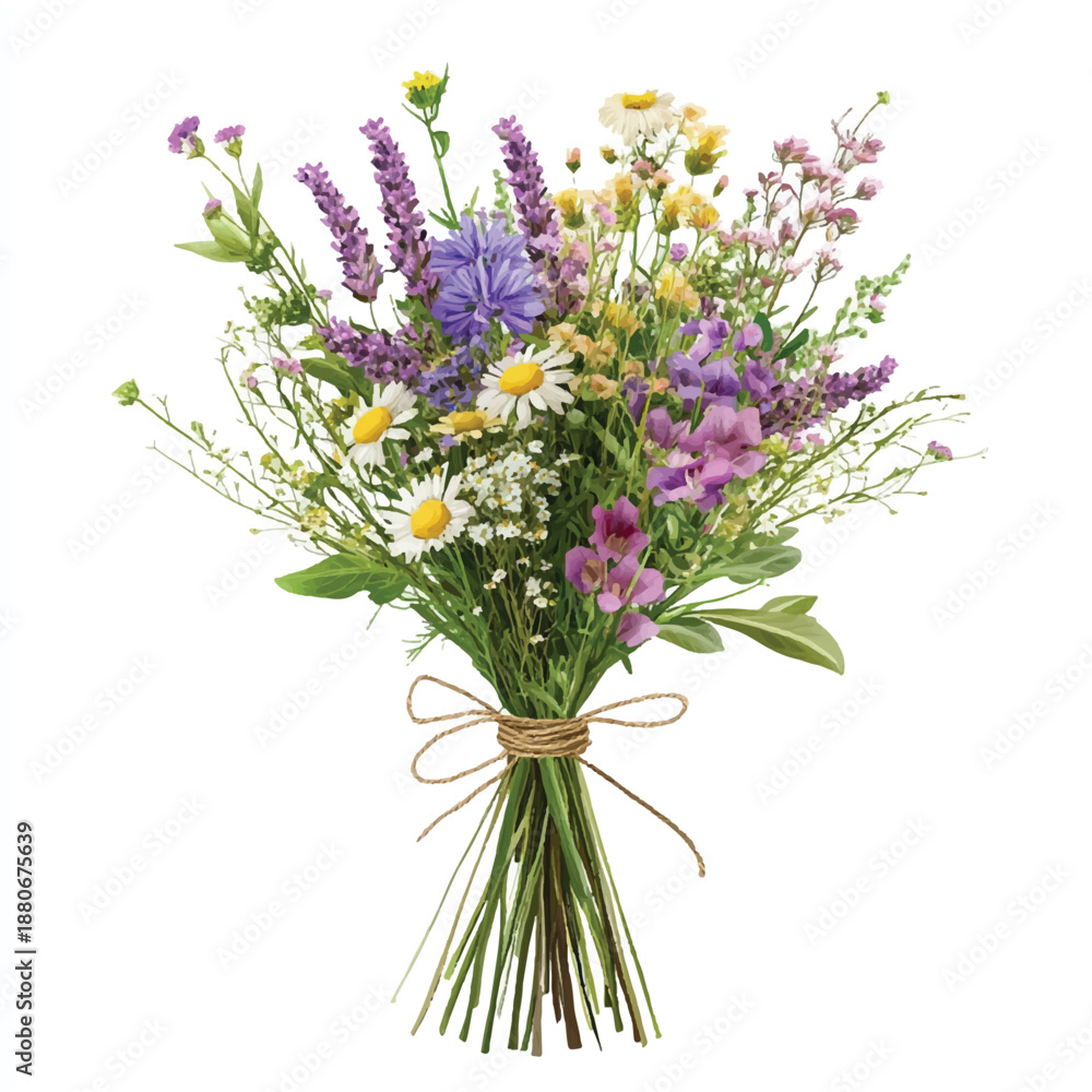 Obraz premium Rustic Wildflower Bouquet Tied with Twine