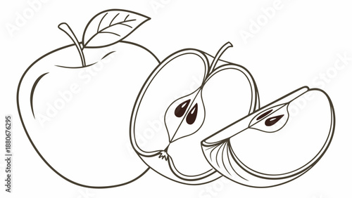 Fresh apple and slices artfully arranged, showcasing natural beauty and healthy eating