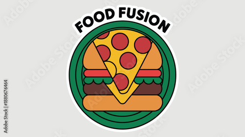 Food fusion concept with pizza and hamburger combination