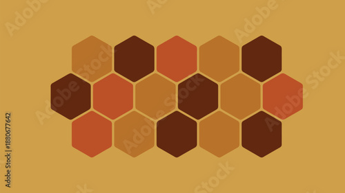 Vibrant honeycomb pattern in warm shades of brown and orange