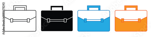 Professional Business Briefcase Icon Set for Presentation and Financial Concepts