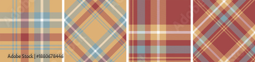 seamless plaid pattern set.checkered fabric texture background.