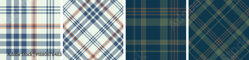 Spring seamless plaid and check pattern set. tartan checkered fabric fashion texture background. 