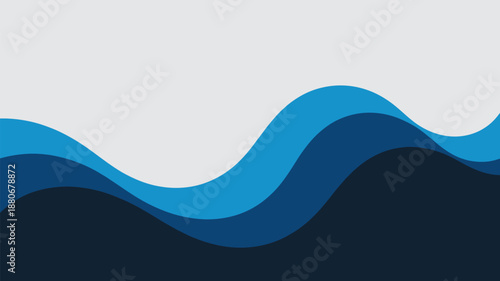 Modern wavy blue lines on gray background for design and technology