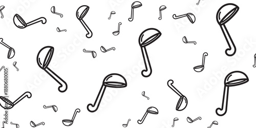 Seamless pattern of kitchen ladles and soup spoons on a white background illustration