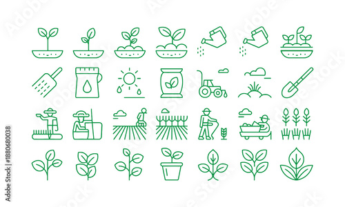 Vector set of green medical icons with eco and nature elements for web and design illustration