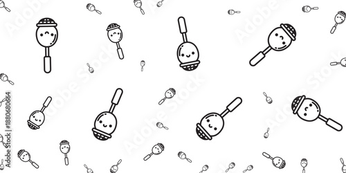 Whimsical Cartoon Spoons with Happy Faces Scattered Across a White Background