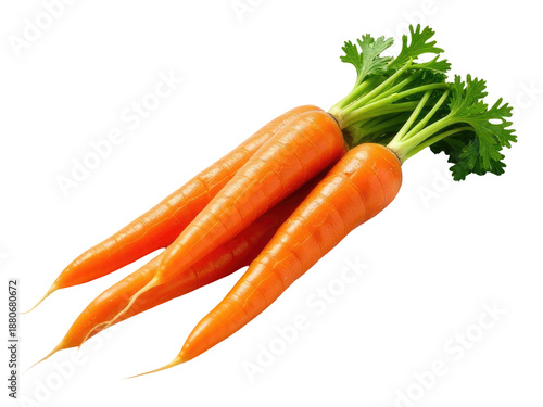 Two fresh carrots lying together on a surface