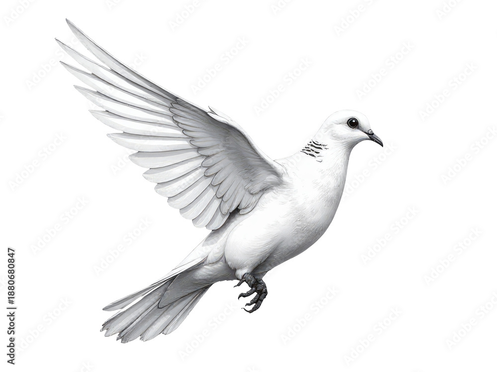 Obraz premium A white bird soars through the sky