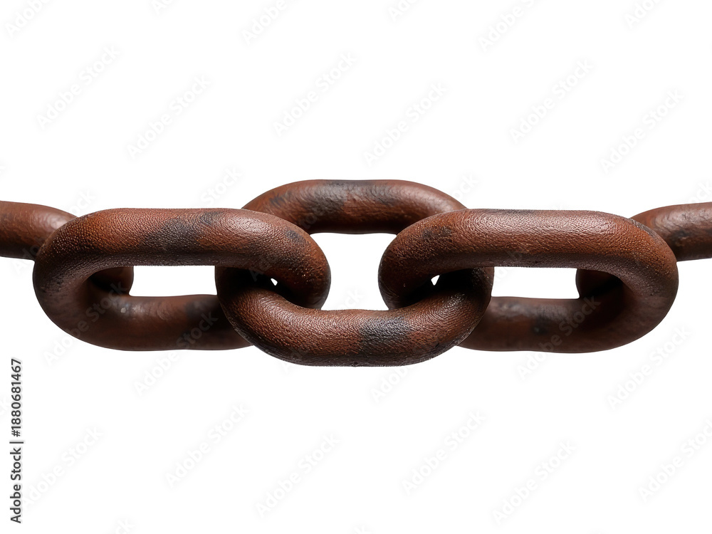 Obraz premium A close-up view of a chain on a white background, ideal for use in jewelry or fashion designs