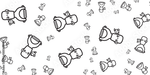 Cute Cartoon Character Pattern with Fun and Whimsical Elements