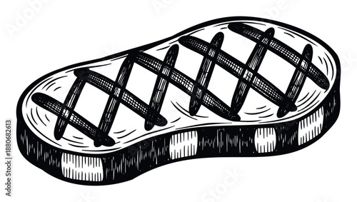 Savory grilled steak with classic char marks representing a delicious meat dish, perfect for restaurant menus, food packaging, or culinary themed projects.